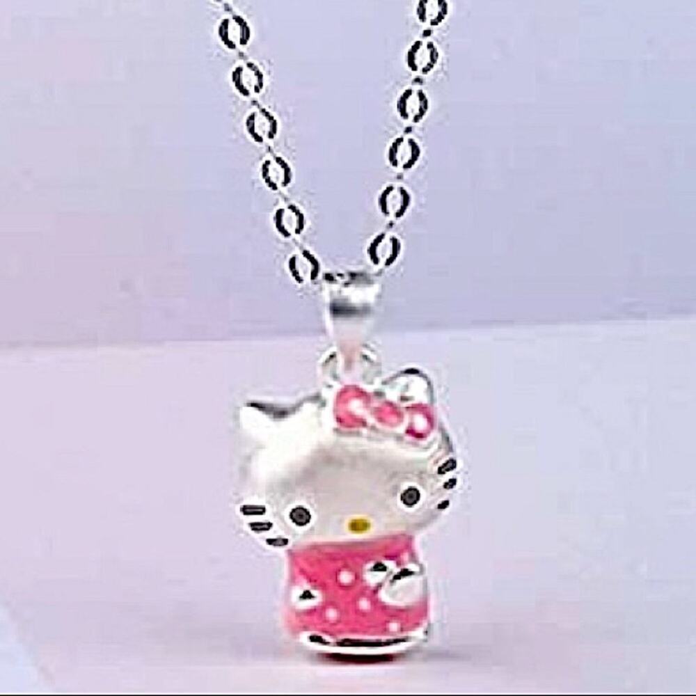 Hello Kitty Sterling Silver Charm Pendant Necklace - Picture 4 of 9